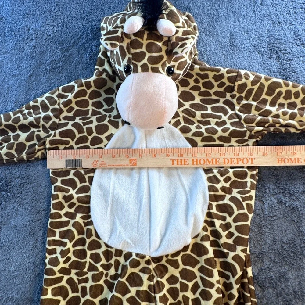 Fantasy‎ World Giraffe Costume Kids 4T One Piece Plush Hooded Jumpsuit Brown Tan